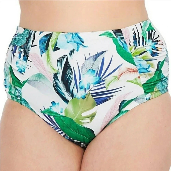 2/$25-La Blanca 22W Tummy Control Highrise Tropical Bikini  Bottom Separate NWT - Picture 3 of 14